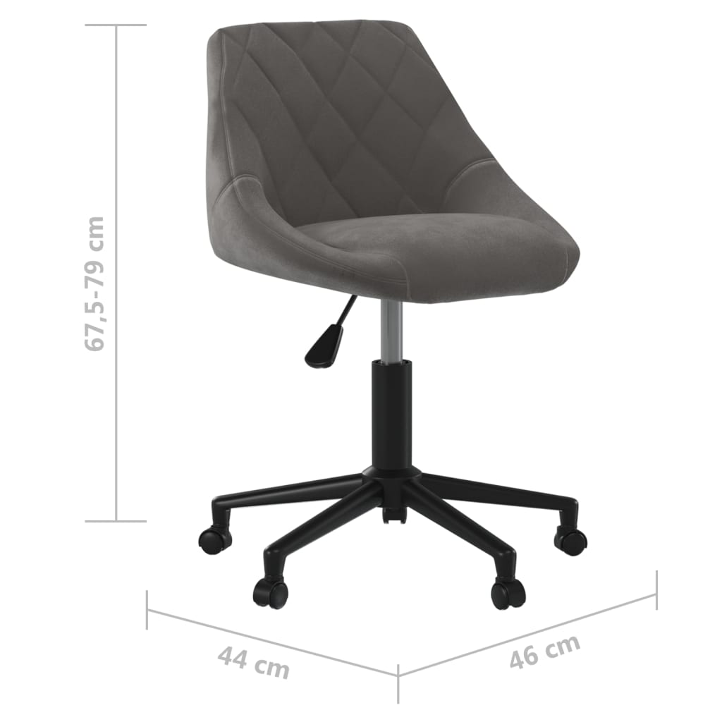 Sedia da Ufficio Girevole Grigio Scuro in Velluto - homemem39