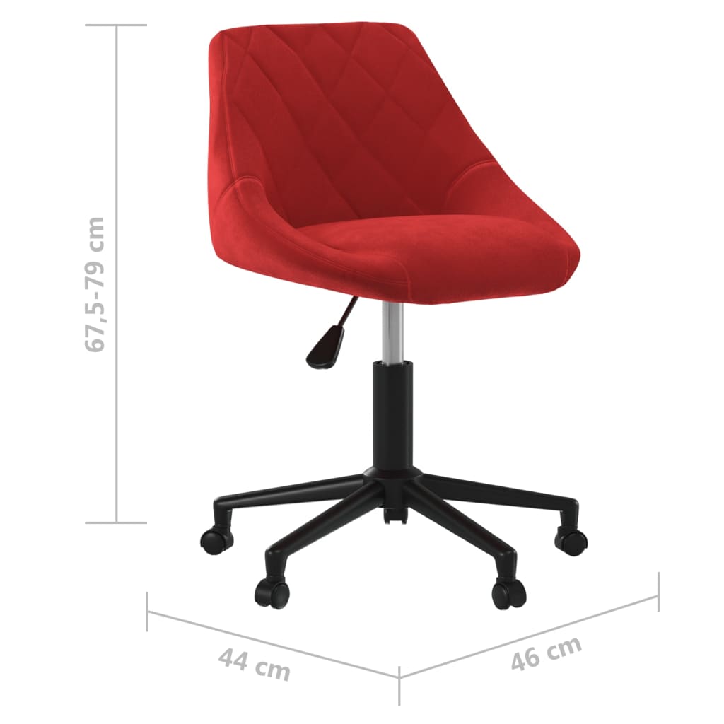 Sedia Girevole da Ufficio Rosso Vino in Velluto - homemem39