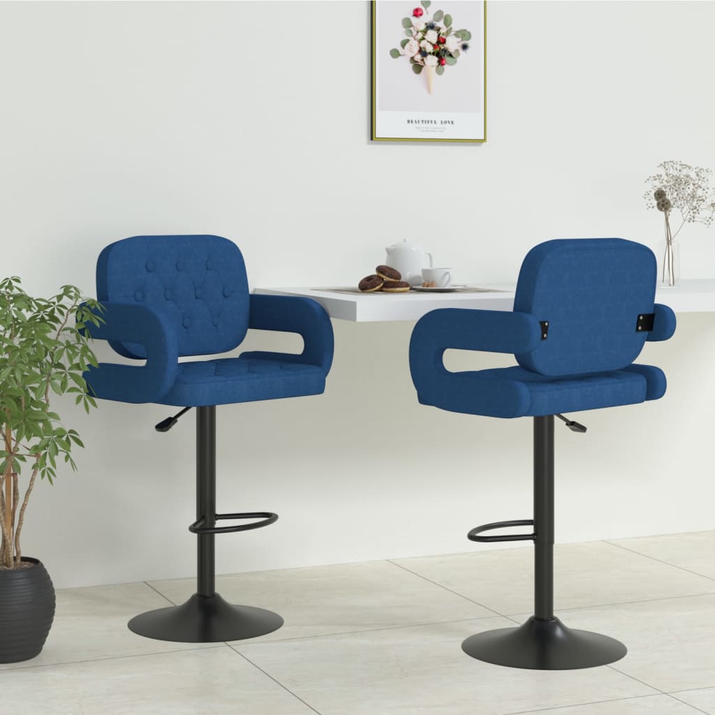 Sgabelli da Bar 2 pz Blu in Tessuto - homemem39