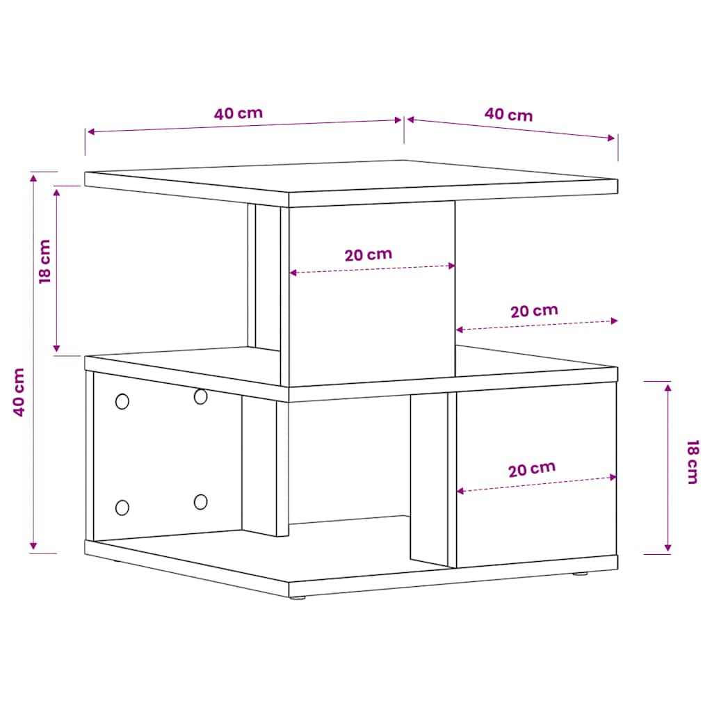 Tavolino Grigio Cemento 40x40x40 cm in Legno Multistrato | homemem39