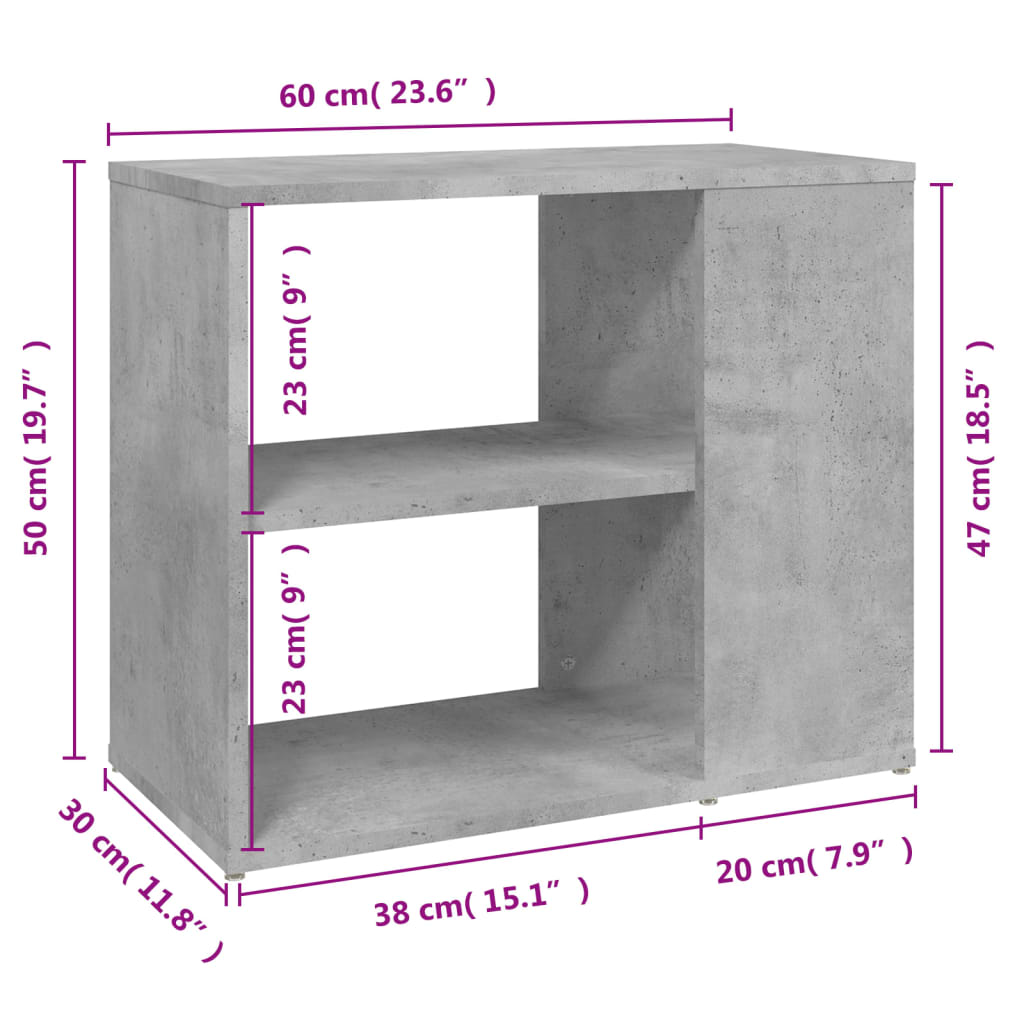 Credenza Grigio Cemento 60x30x50 cm in Legno Multistrato - homemem39