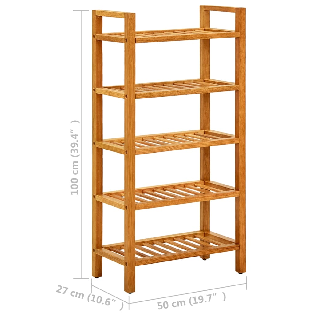 Scarpiera con 5 Ripiani 50x27x100cm in Legno Massello di Rovere - homemem39