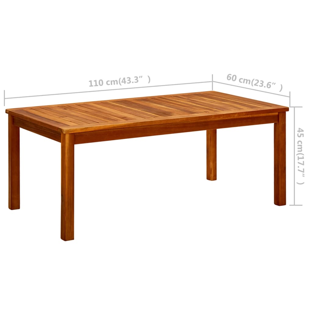 Tavolino da Giardino 110x60x45 cm in Legno Massello di Acacia | homemem39