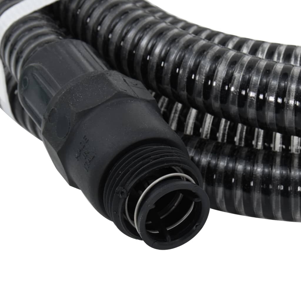 Tubo di Aspirazione con Raccordi in Ottone Nero 1" 7 m in PVC