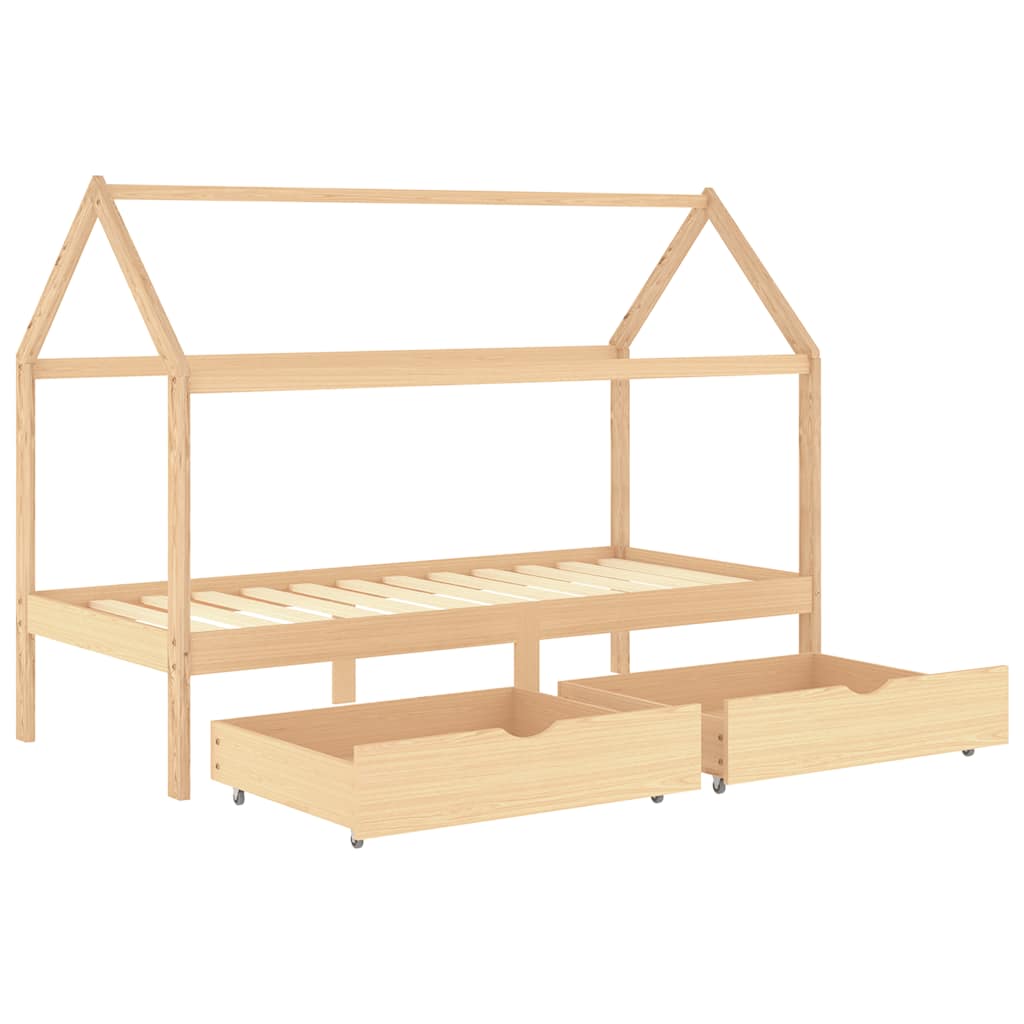 Giroletto per Bambini con Cassetti in Pino Massello 90x200 cm - homemem39