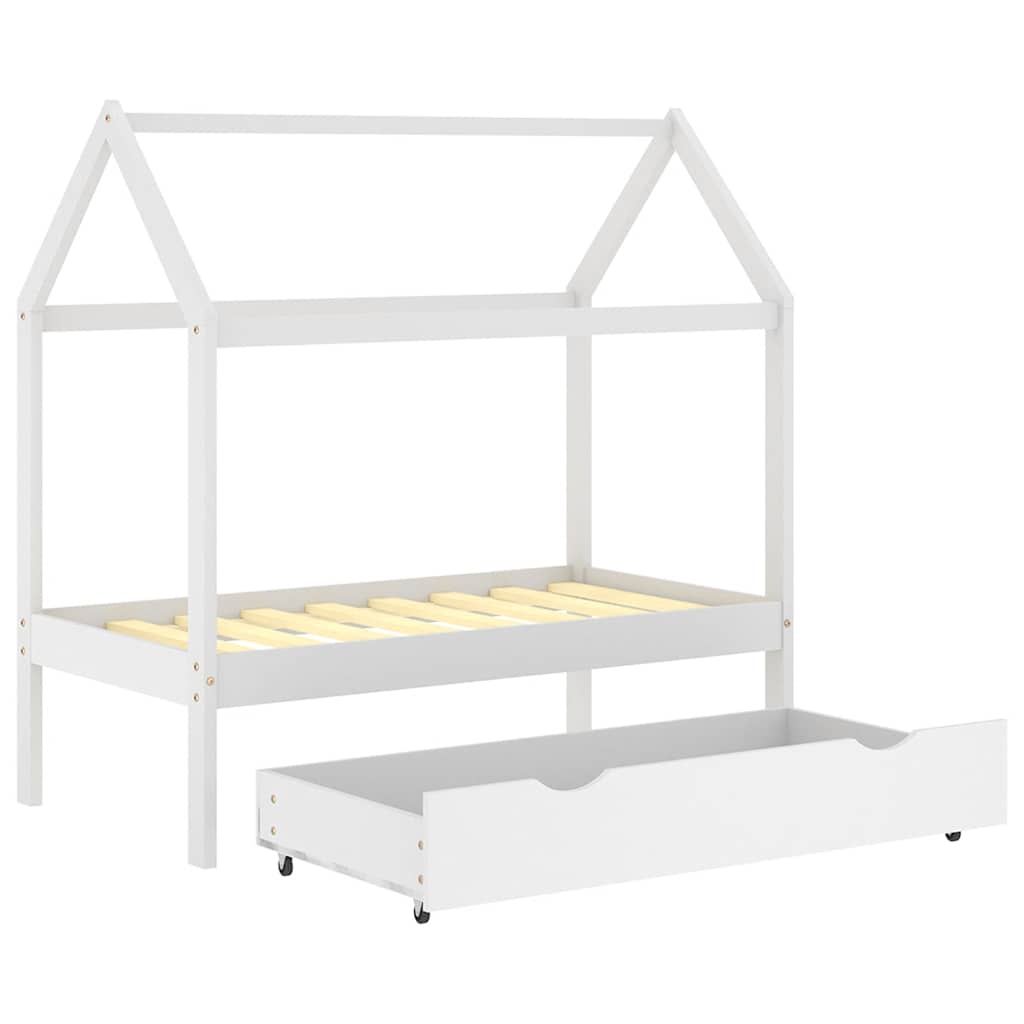 Giroletto per Bambini Cassetto Bianco in Pino Massello 70x140cm - homemem39