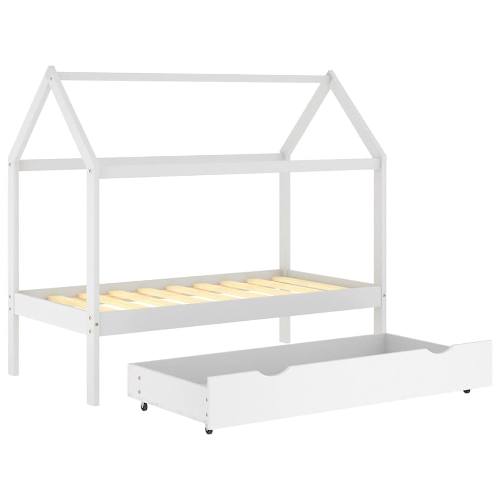Giroletto per Bambini con Cassetto Bianco Legno Pino 80x160 cm - homemem39