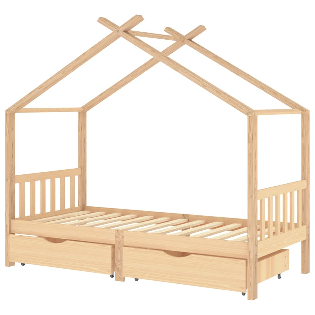 Giroletto Bambini con Cassetti 90x200 cm Legno Massello di Pino - homemem39