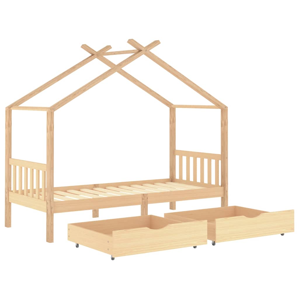 Giroletto Bambini con Cassetti 90x200 cm Legno Massello di Pino - homemem39