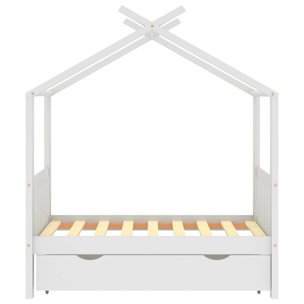 Giroletto Bambini con Cassetto Bianco Legno di Pino 70x140 cm - homemem39