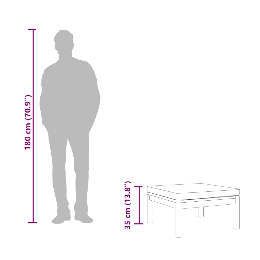 Poggiapiedi con Cuscino Grigio Scuro in Massello d'Acacia