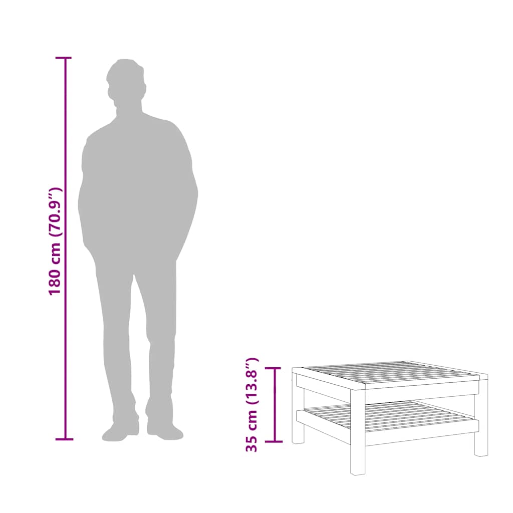 Tavolino da Caffè 65x65x35 cm in Legno Massello di Acacia