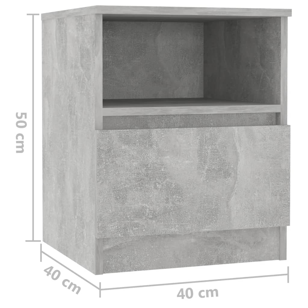 Comodino Grigio Cemento 40x40x50 cm in Legno Multistrato - homemem39