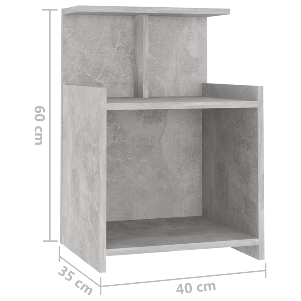 Comodino Grigio Cemento 40x35x60 cm in Legno Multistrato - homemem39