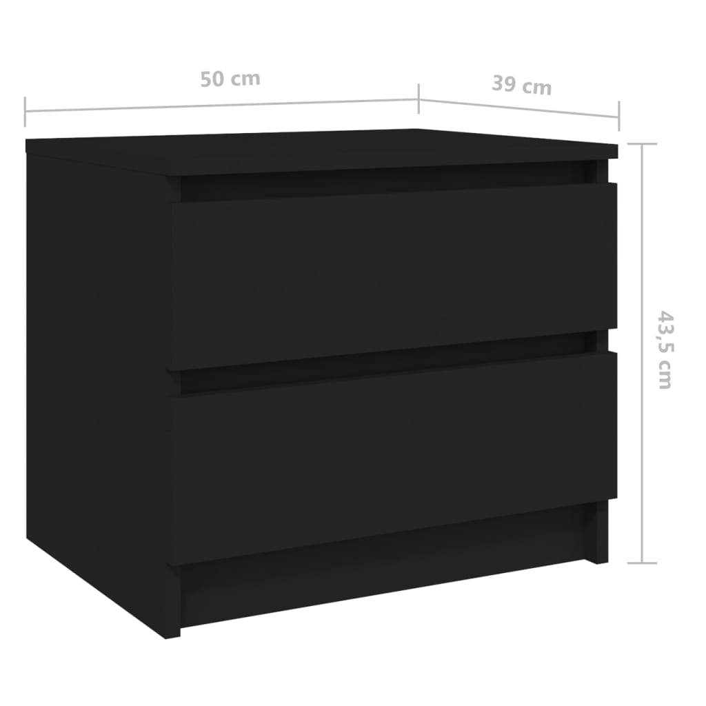 Comodino Nero 50x39x43,5 cm in Legno Multistrato - homemem39