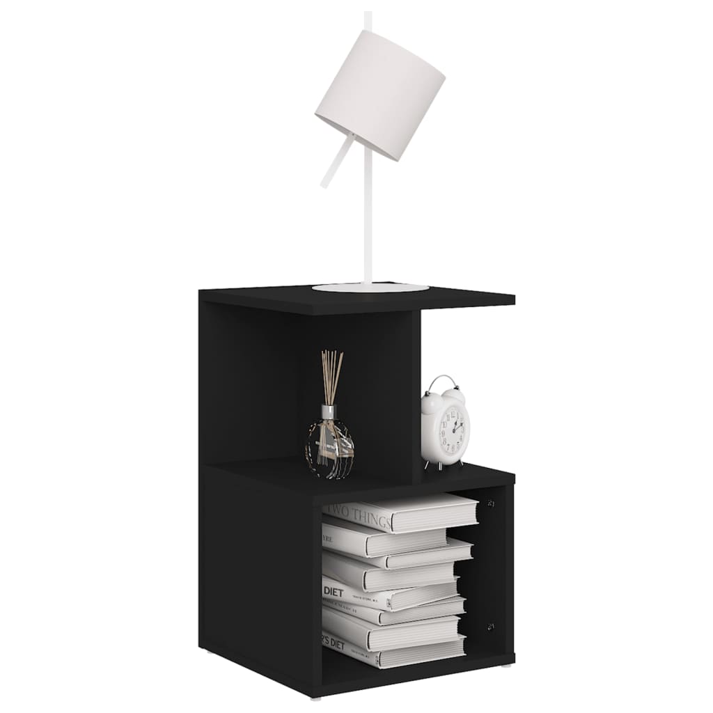 Comodino Nero 35x35x55 cm in Legno Multistrato - homemem39