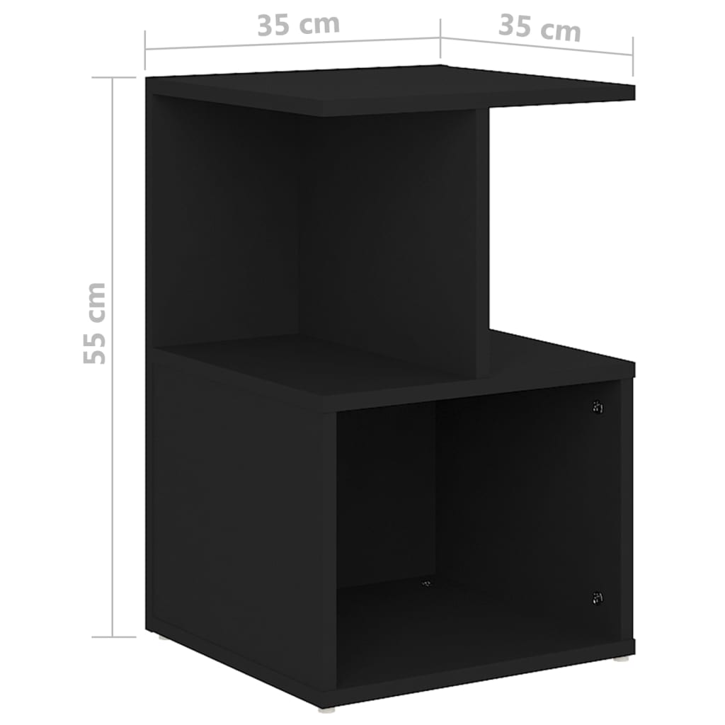 Comodino Nero 35x35x55 cm in Legno Multistrato - homemem39