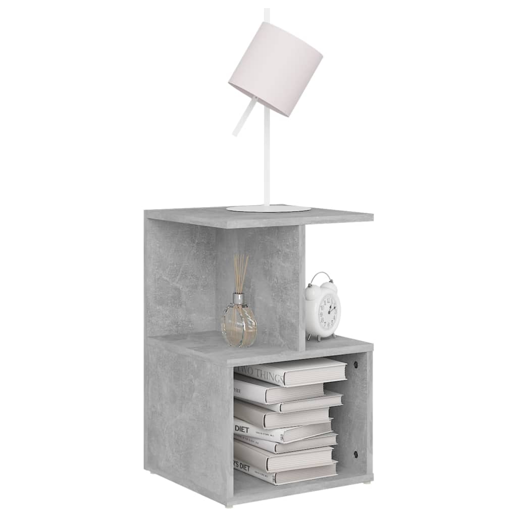 Comodino Grigio Cemento 35x35x55 cm in Legno Multistrato - homemem39