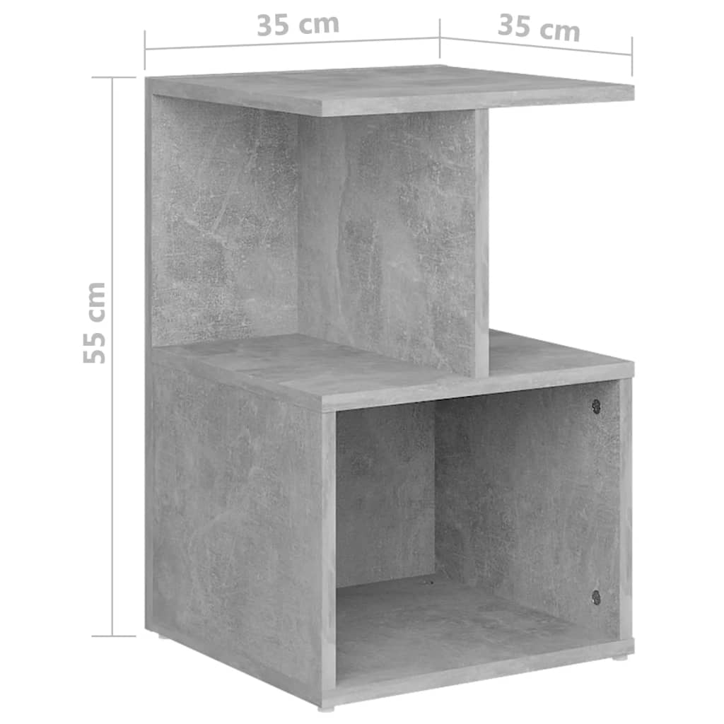 Comodino Grigio Cemento 35x35x55 cm in Legno Multistrato - homemem39