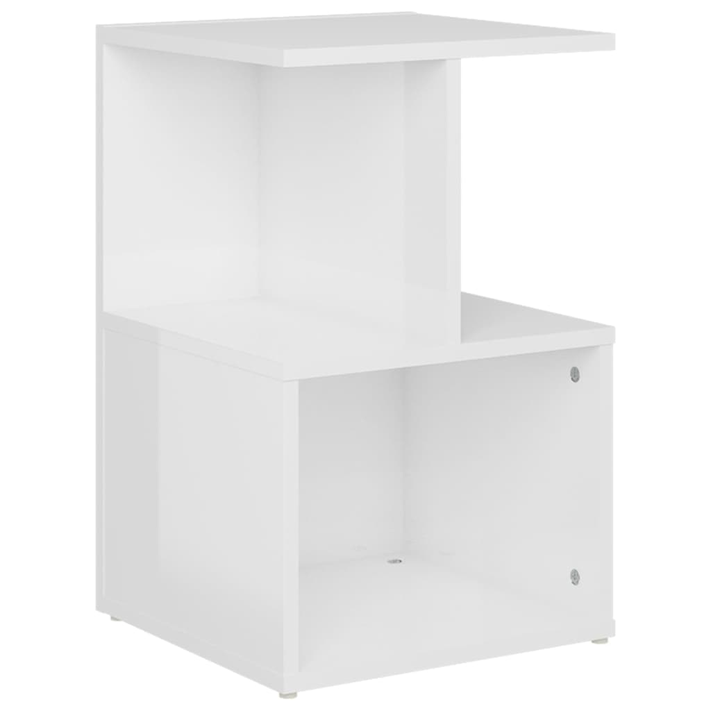 Comodino Bianco Lucido 35x35x55 cm in Legno Multistrato - homemem39