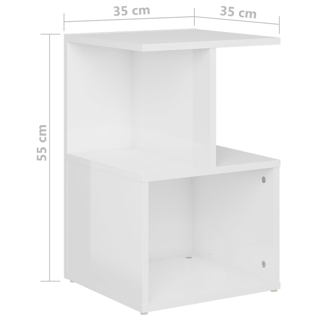 Comodino Bianco Lucido 35x35x55 cm in Legno Multistrato - homemem39