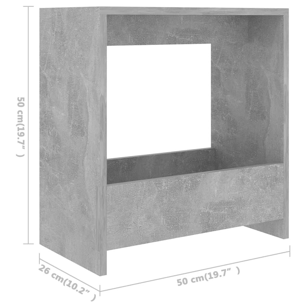 Tavolino Grigio Cemento 50x26x50 cm in Legno Multistrato - homemem39