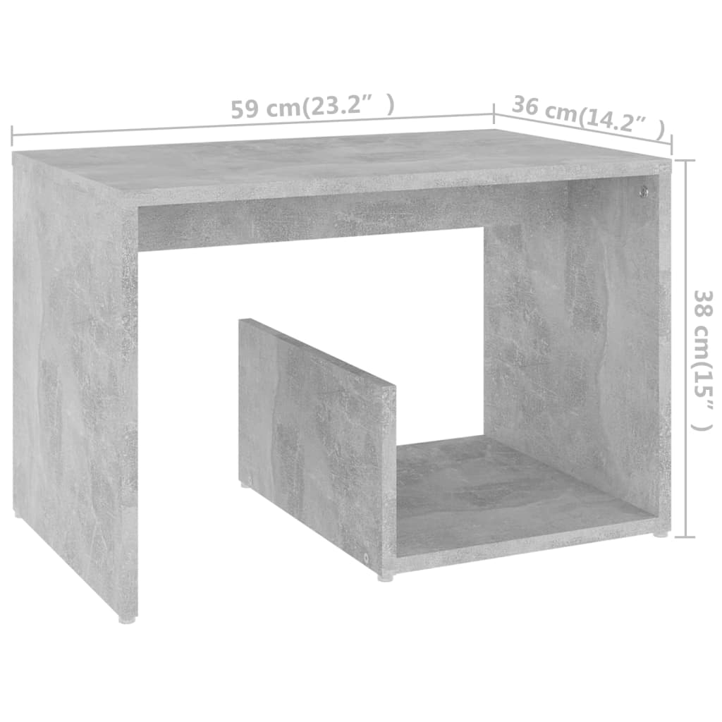 Tavolino Grigio Cemento 59x36x38 cm in Legno Multistrato | homemem39