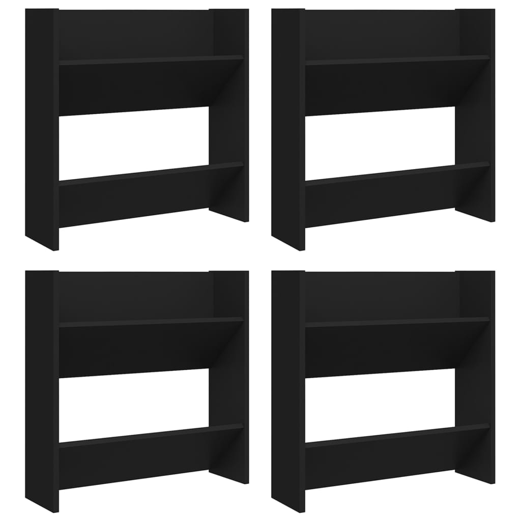 Scarpiere a Muro 4 pz Nere 60x18x60 cm in Legno Multistrato - homemem39