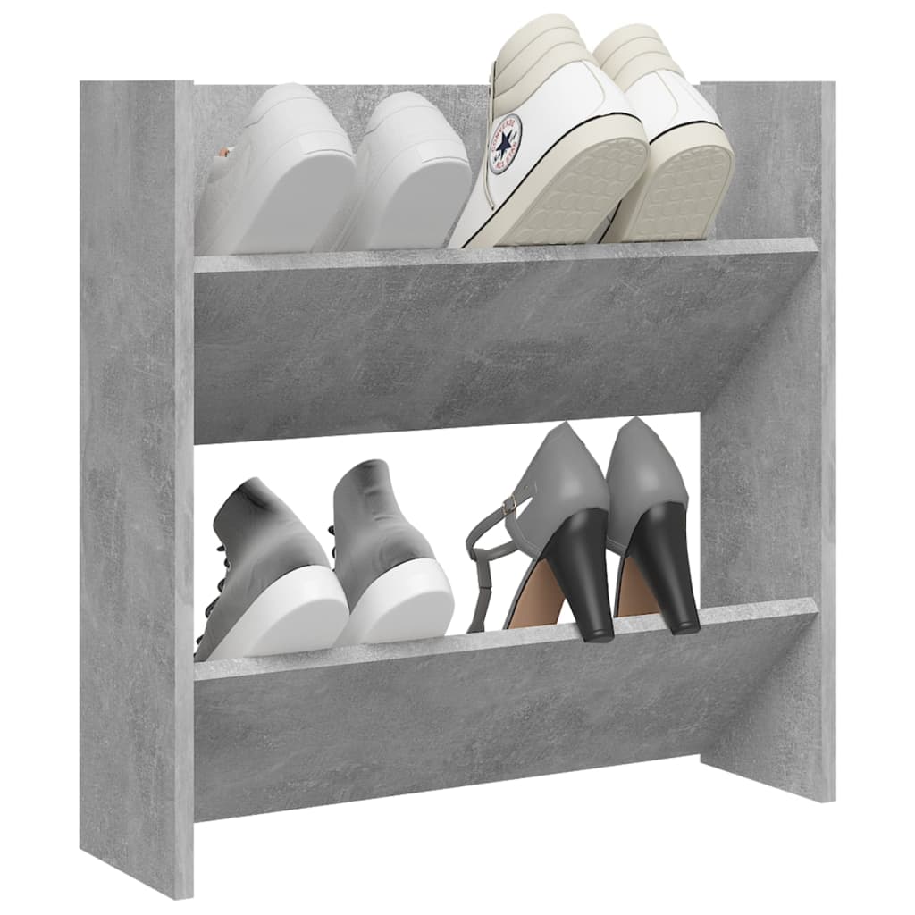 Scarpiera a Muro Grigio Cemento 60x18x60cm in Legno Multistrato