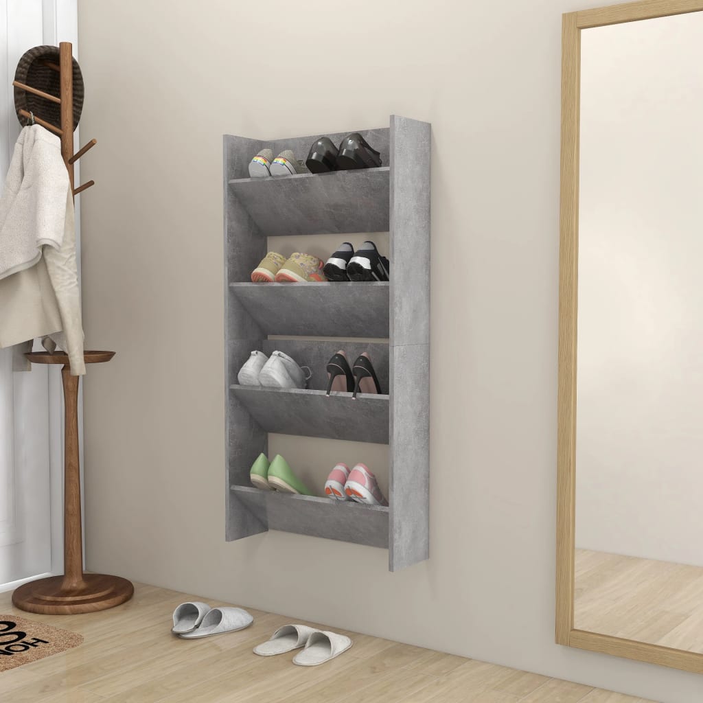 Scarpiere Muro 2pz Grigio Cemento 60x18x60cm Legno Multistrato