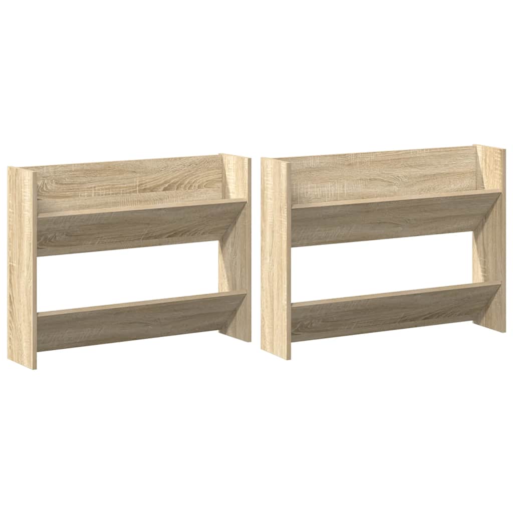 Scarpiere a Muro 2pz Rovere Sonoma 80x18x60cm Legno Multistrato