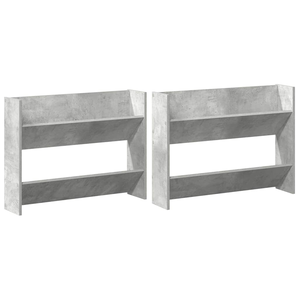 Scarpiere Muro 2pz Grigio Cemento 80x18x60cm Legno Multistrato