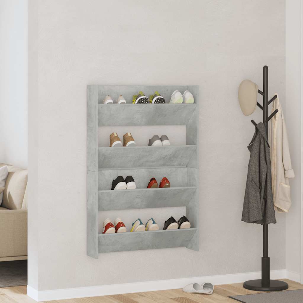 Scarpiere Muro 2pz Grigio Cemento 80x18x60cm Legno Multistrato