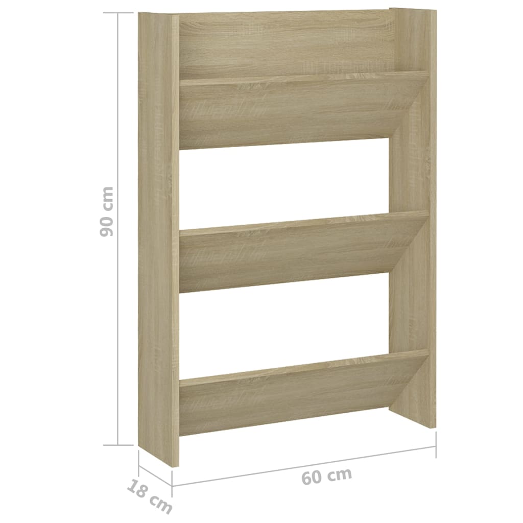 Scarpiera a Muro Rovere Sonoma 60x18x90 cm in Legno Multistrato
