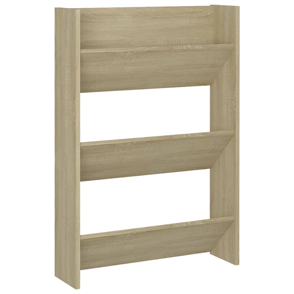 Scarpiere a Muro 2pz Rovere Sonoma 60x18x90cm Legno Multistrato
