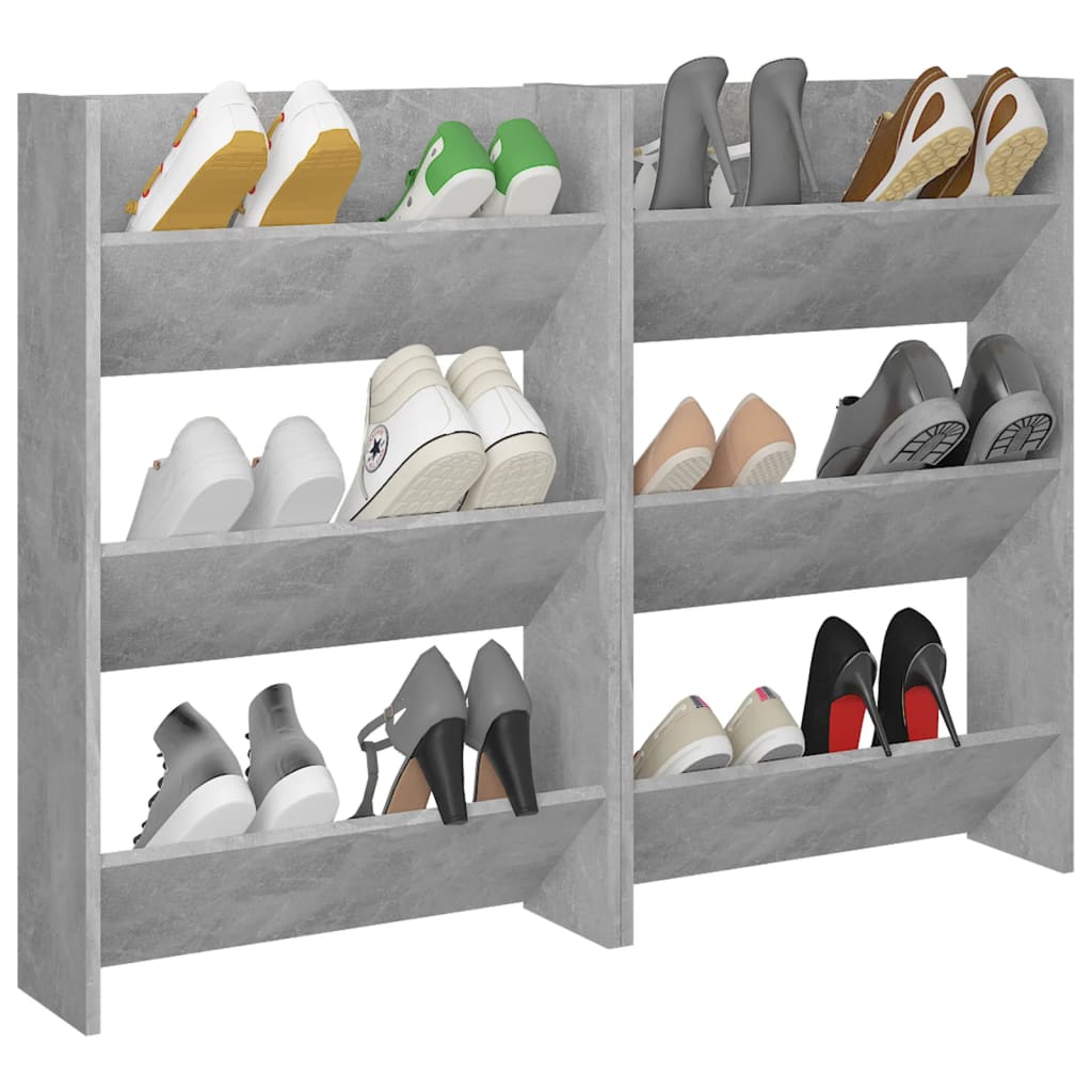 Scarpiere Muro 2pz Grigio Cemento 60x18x90cm Legno Multistrato