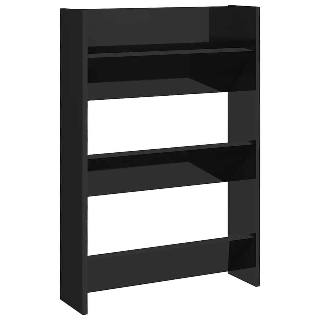 Wall Shoe Racks 2pcs Glossy Black 60x18x90cm Multilayer Wood