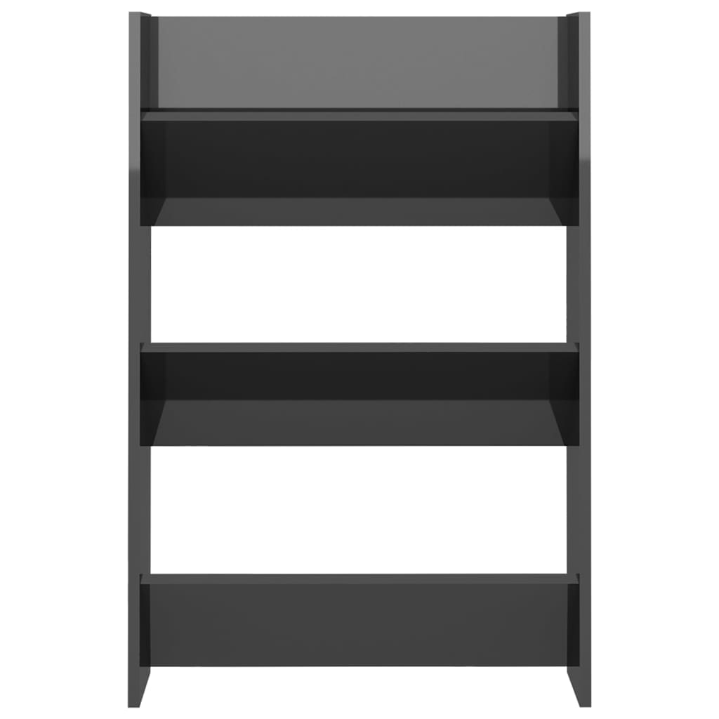 Scarpiere a Muro 2pz Grigio Lucido 60x18x90cm Legno Multistrato