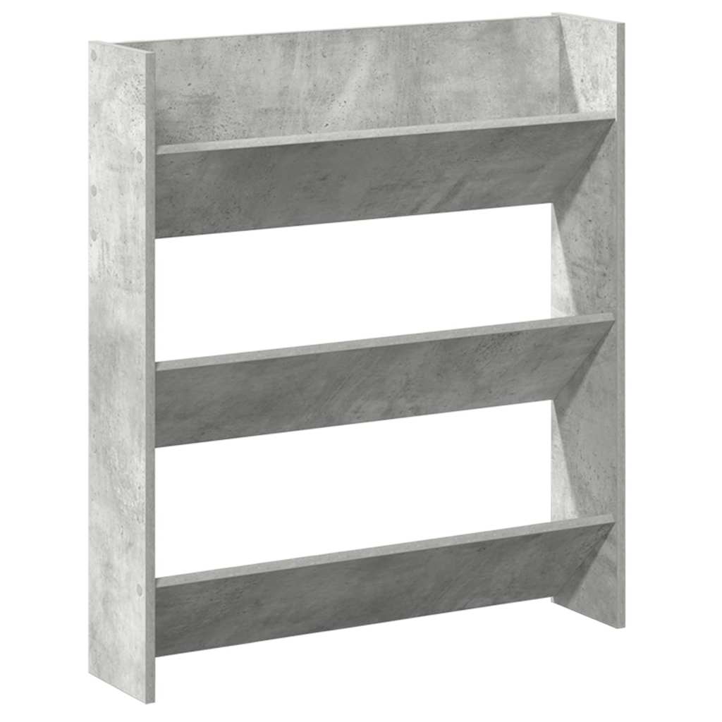 Scarpiera a Muro Grigio Cemento 80x18x90cm in Legno Multistrato