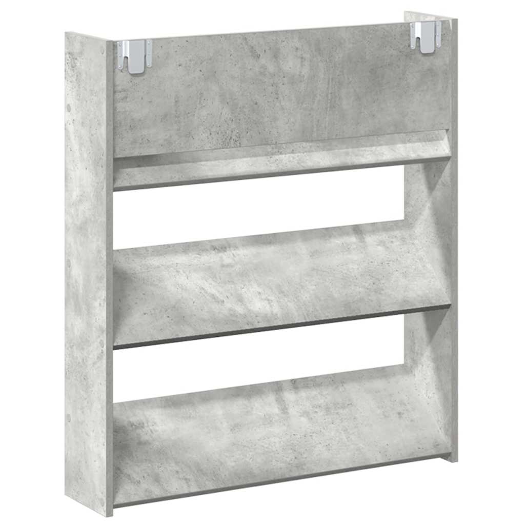 Scarpiera a Muro Grigio Cemento 80x18x90cm in Legno Multistrato