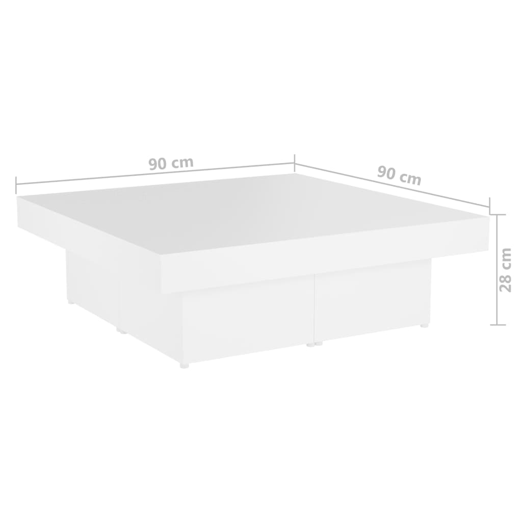 Tavolino da Salotto Bianco 90x90x28 cm in Legno Multistrato
