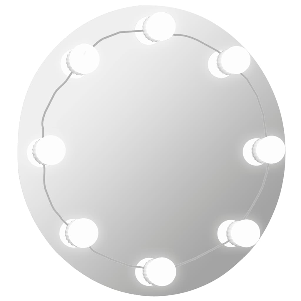 Specchio da Parete Rotondo con Luci LED in Vetro - homemem39