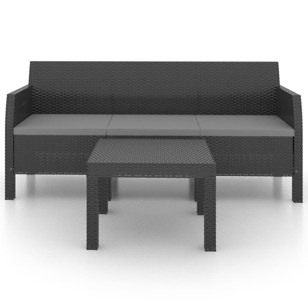 Set Divani da Giardino 2 pz con Cuscini in Rattan PP Antracite