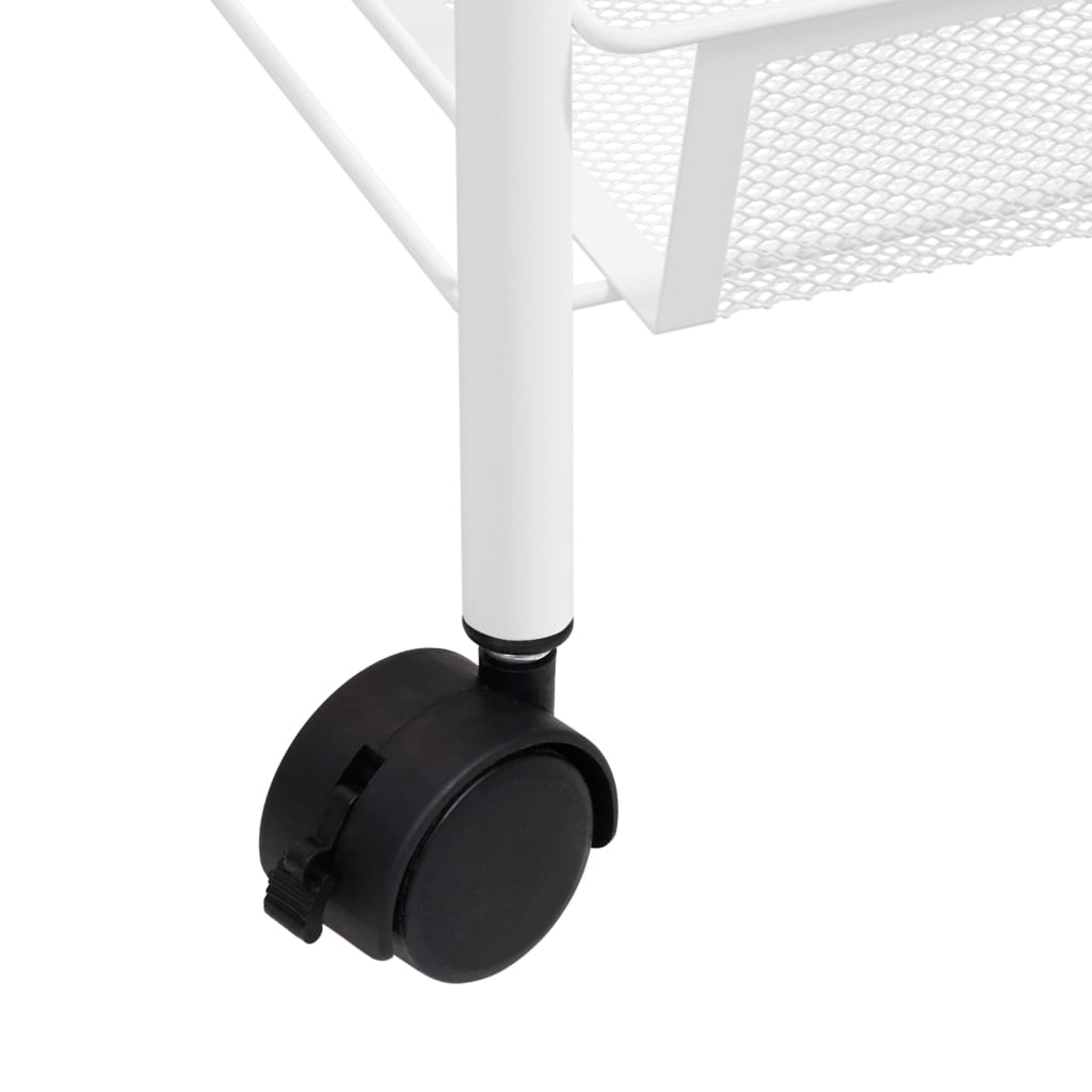 Carrello da Cucina con 3 Ripiani Bianco 46x26x64 cm in Ferro - homemem39