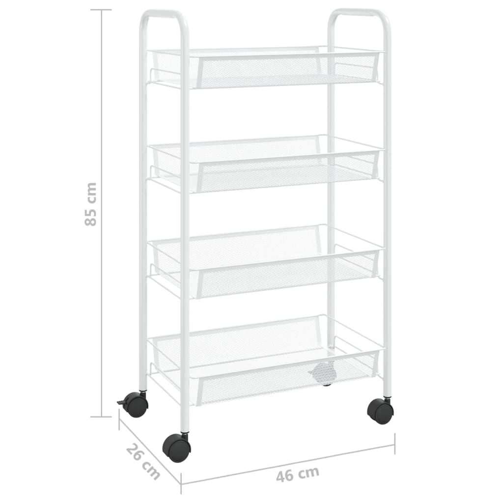 Carrello da Cucina con 4 Ripiani Bianco 46x26x64 cm in Ferro - homemem39