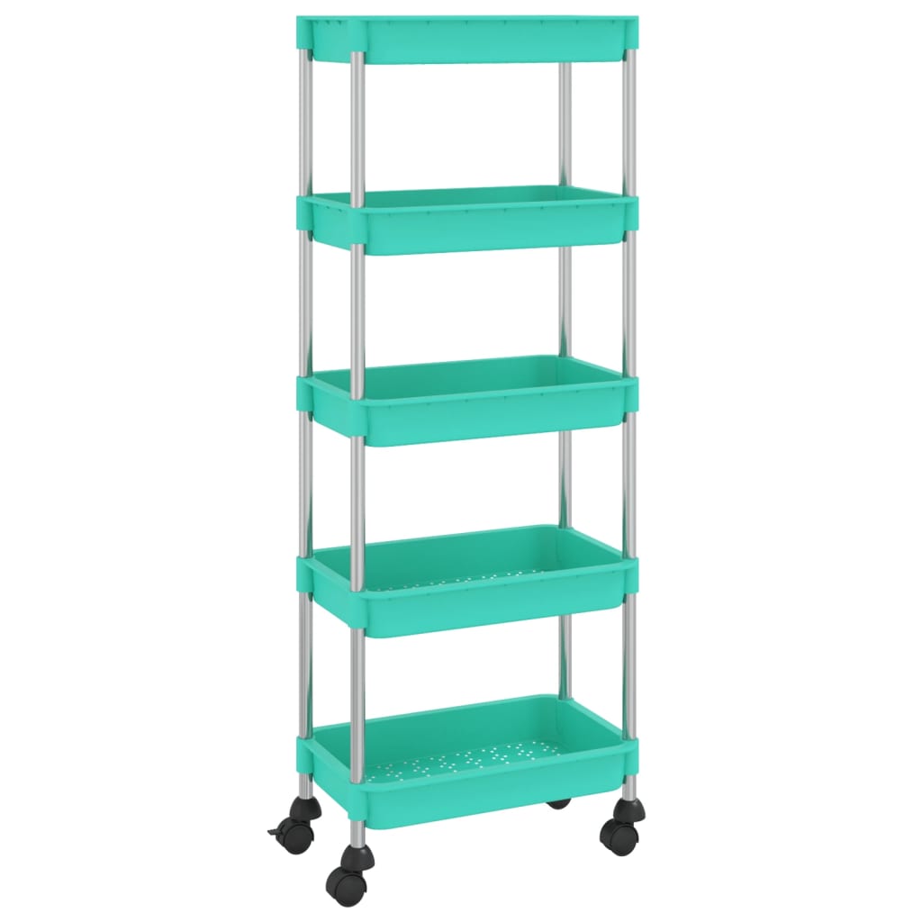 Carrello da Cucina 5 Ripiani Turchese 42x29x128 cm Ferro e ABS - homemem39