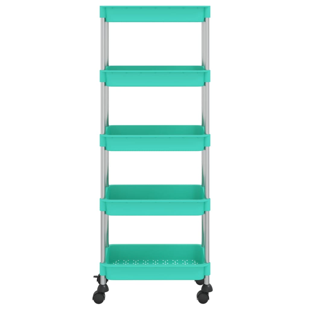 Carrello da Cucina 5 Ripiani Turchese 42x29x128 cm Ferro e ABS - homemem39