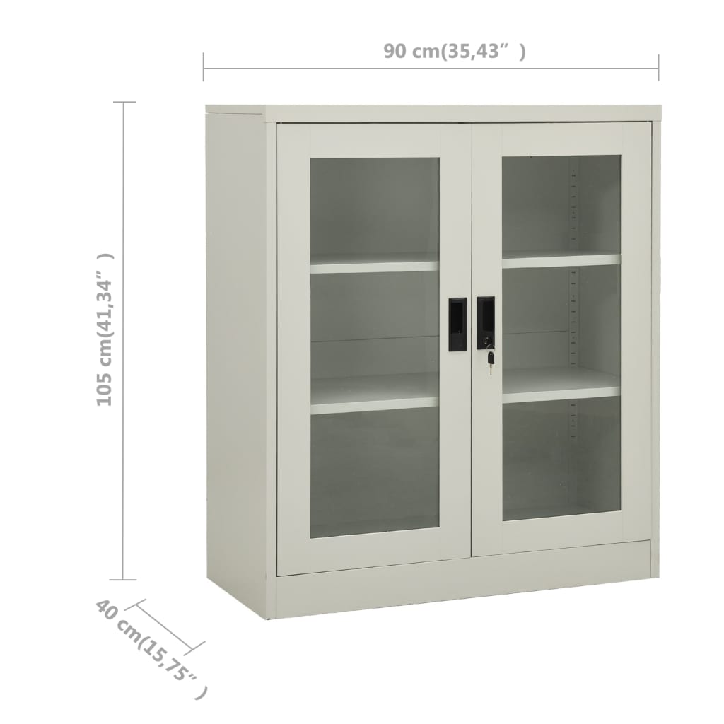 Armadio per Ufficio Grigio Chiaro 90x40x105 cm in Acciaio - homemem39