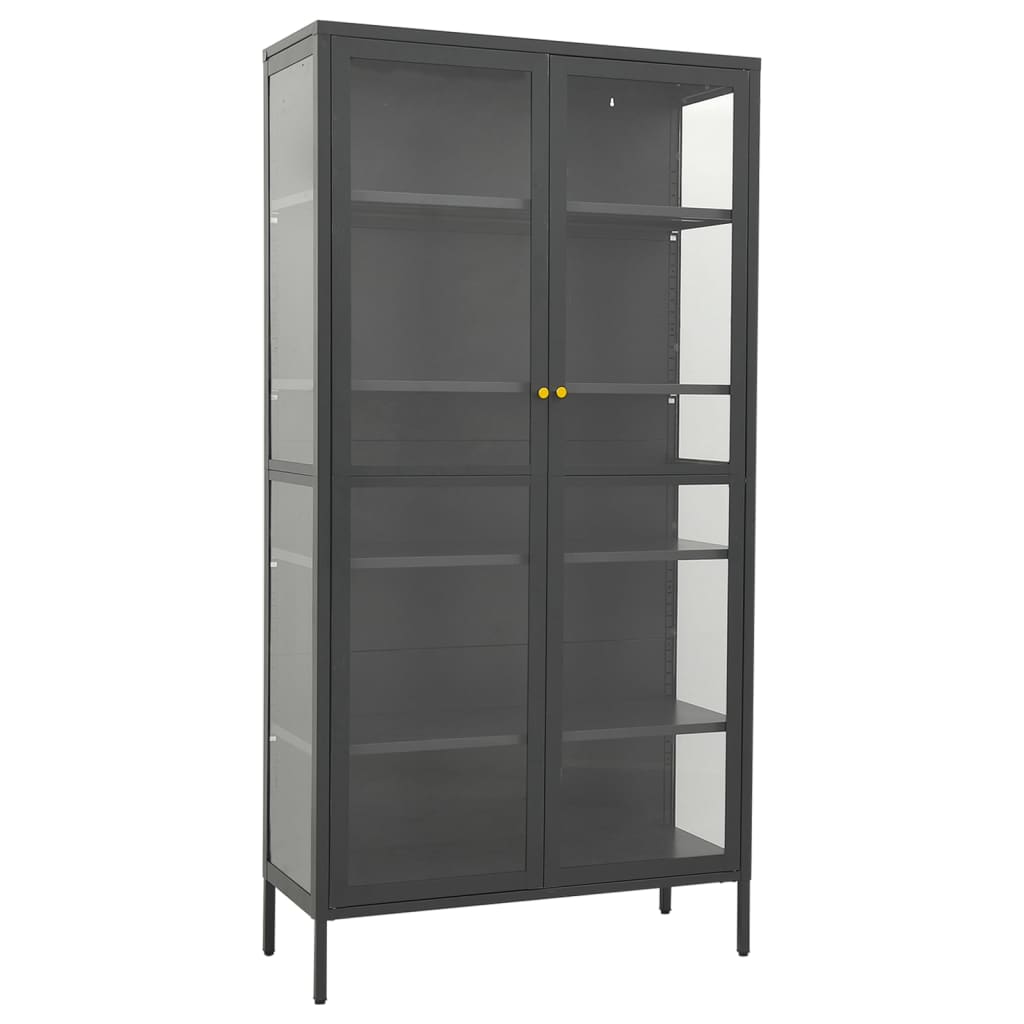 Vetrina Antracite 90x40x180 cm in Acciaio e Vetro Temperato - homemem39