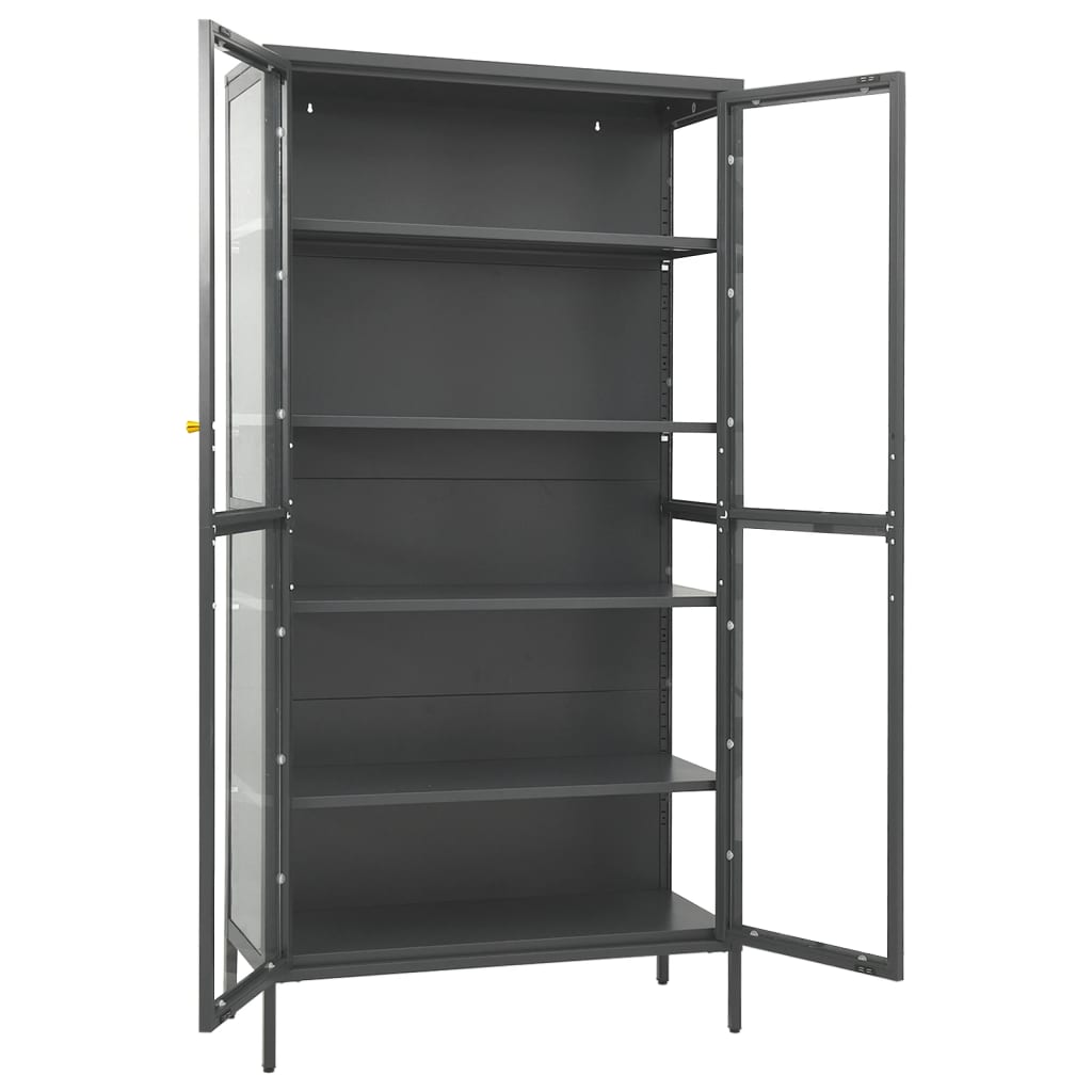 Vetrina Antracite 90x40x180 cm in Acciaio e Vetro Temperato - homemem39